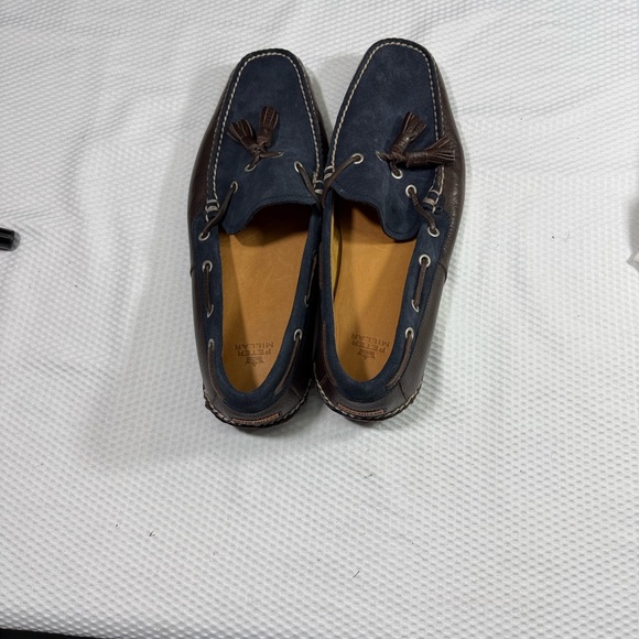 Peter Millar Leather Men's Blue and Brown Loafers Size 11.5 - Picture 6 of 9